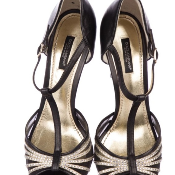 DOLCE & GABBANA Leather Embellished Pumps Sz: 8.5 - Picture 3 of 5